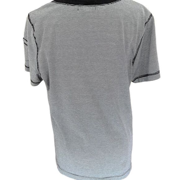 Land’s End round neck black/ white striped tee size L - Picture 2 of 5